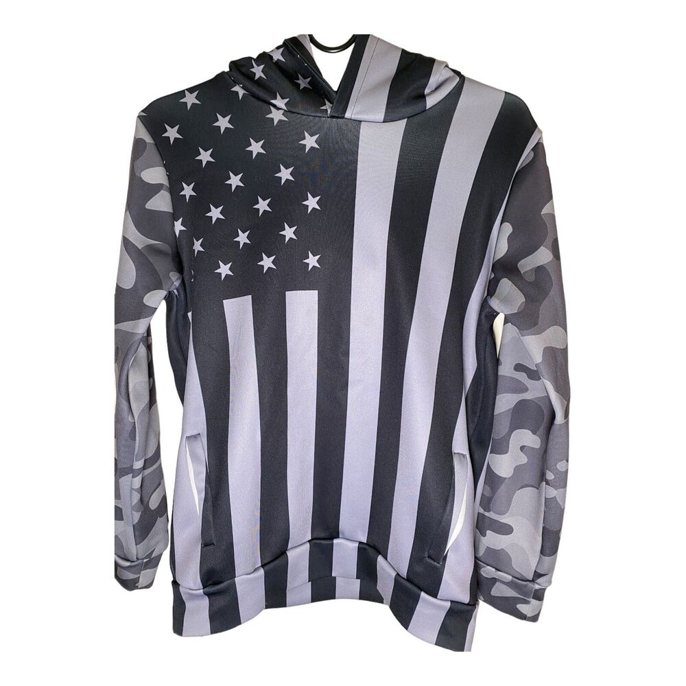 Youth American Flag Hoodie Black Gray Stars Stripes Hooded Sweater Boys/Girls L.